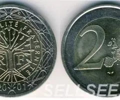 Франция. 2евро, биметалл, 2001,2000 - 2