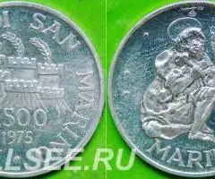 500 лир 1975 г. Сан Марино 2