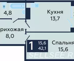 Продаю 1-комн квартиру, 40 кв м - 3