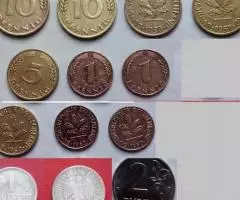 Германия. ФРГ -1,5,10 пфеннигов и 1 марка, 1950 - 2