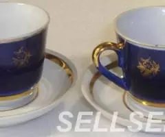 Две кофейные пары кобальт фарфор - 2
