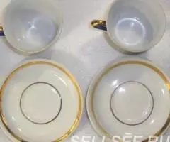 Две кофейные пары кобальт фарфор - 3