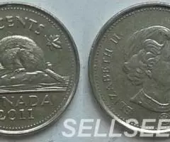 Канада. Бобер - 5центов, никель, разных годов - 2