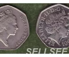 Великобритания. Две монеты по 50 пенсов. - 2