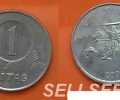 Литва. 1 лит, никель, 1999,2009,2002 - 2