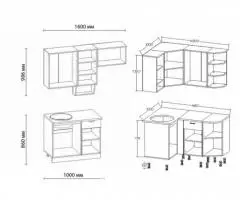 Кухня Беларусь-1 Угловая. Варианты правый, левый - 4