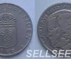 Швеция. 1 крона, никель, 1990, 2000 - 2