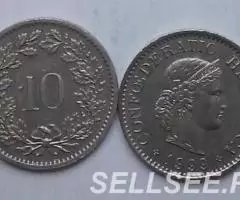 Швейцария. 10раппен, никель - 3