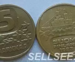 Корабли на монетах мира. Финляндия. Ледокол-5м. , 83,84,90 - 2
