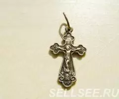 Серебряный кулон-ладанка и серебряный крестик. - 2