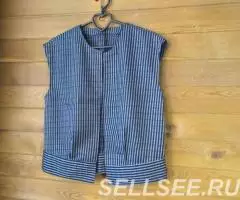 Костюм юбка с жилеткой б у натуральная ткань - 2