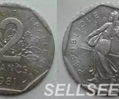 Франции. Подборка монет - 0.5,1, 2франка, 20,10,5 сантимов - 2