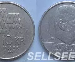 Норвегия. Олаф 5-й - 10 крон, бронза, 1987,1996 - 2