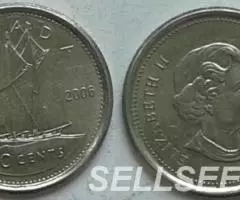 Канада. Парусник - 10 центов, никель, разных годов - 3