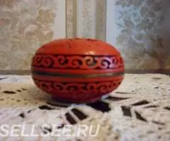 Шкатулка Пионы, резьба по красному лаку, Китай - 2