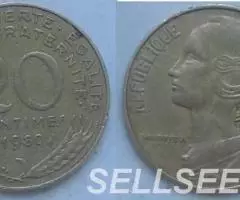 Франция. 20сантимов, бронза, 1984, 1980 - 2