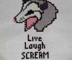 Вышивка в раме Орущий опоссум handmade - 2