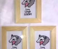 Вышивка в раме Орущий опоссум handmade - 3