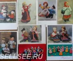 советские открытки 1960х годов, куклы в русских костюмах - 2