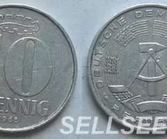 Германия. ГДР - 10 пфеннигов, алюминий, 1965,1968 - 2