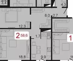Продаю 2-комн квартиру, 58 кв м - 8