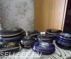 Шкатулки фарфоровые Золотые розы, кобальт - 2