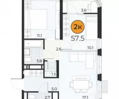 Продаю 2-комн квартиру, 58 кв м - 2