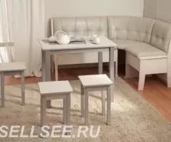 Стол обеденный раскладной, табуреты (новые) - 2