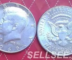 США. Кеннеди - 50ц. , серебро, 1965,1968Д и 1969Д - 3