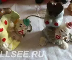 Фарфор. Япония. 4 Клоуна с 2 учёными обезьянками - 2