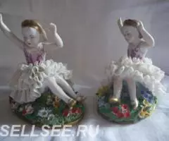 Фарф. Герман. Антик Кружева Девочки на травке - 2