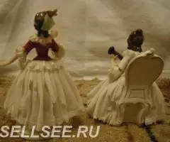 Фарфор. Дрезден Фр. Виттер Пара дам. Выступление в кружевах. - 3