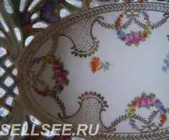 ФАРФОР ГЕРМАНИЯ БОЛЬШОЕ ОВАЛЬНОЕ БЛЮДО от ШУМАНН ДРЕЗДЕНСКИЕ ВЕНКИ - 2