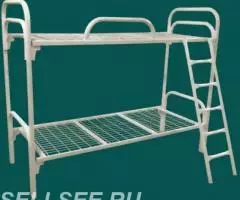 Кровати металлические эконом класса, Кровати железные с деревянными сп ... - 2